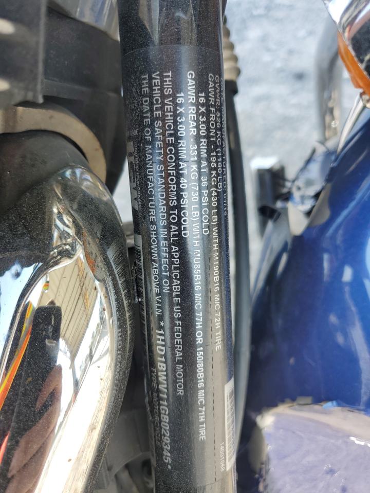 2016 Harley-Davidson Flstc Heritage Softail Classic VIN: 1HD1BWV11GB029345 Lot: 69631294