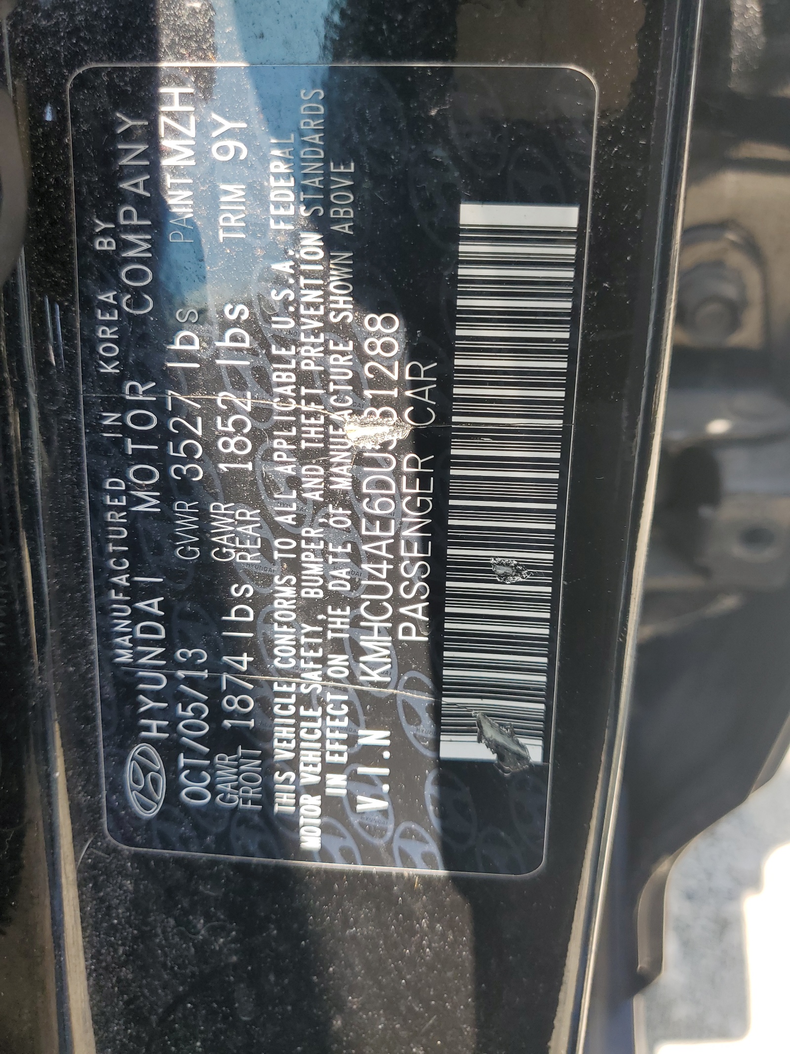 KMHCU4AE6DU581288 2013 Hyundai Accent Gls