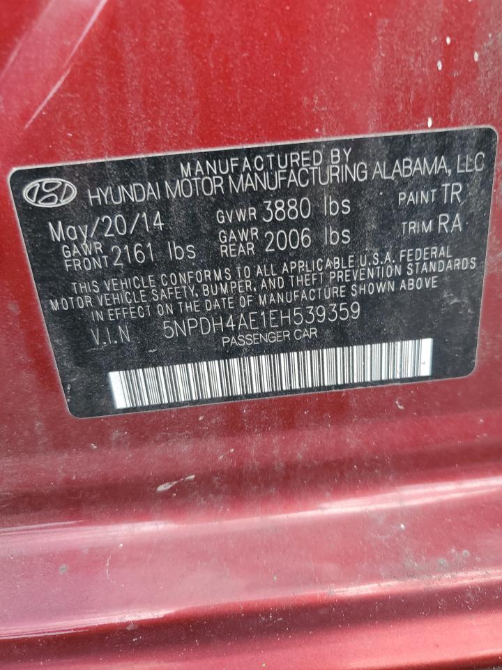 2014 Hyundai Elantra Se VIN: 5NPDH4AE1EH539359 Lot: 67105584