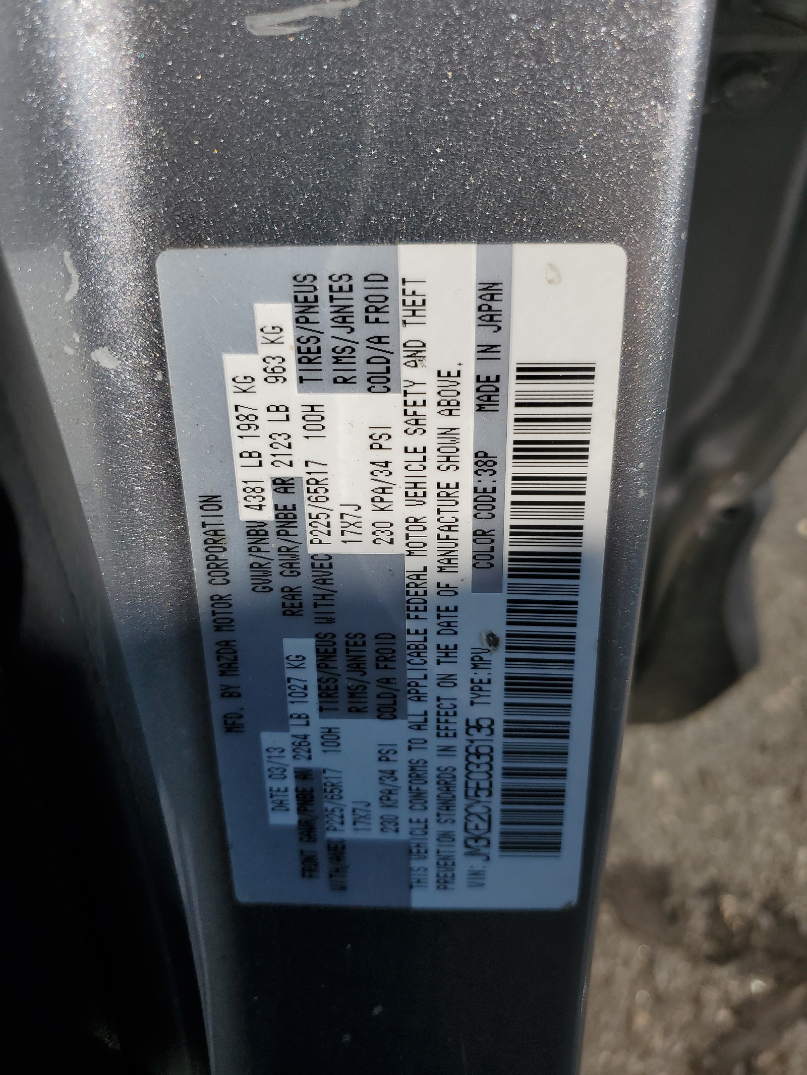 JM3KE2CY5E0336135 2014 Mazda Cx-5 Touring