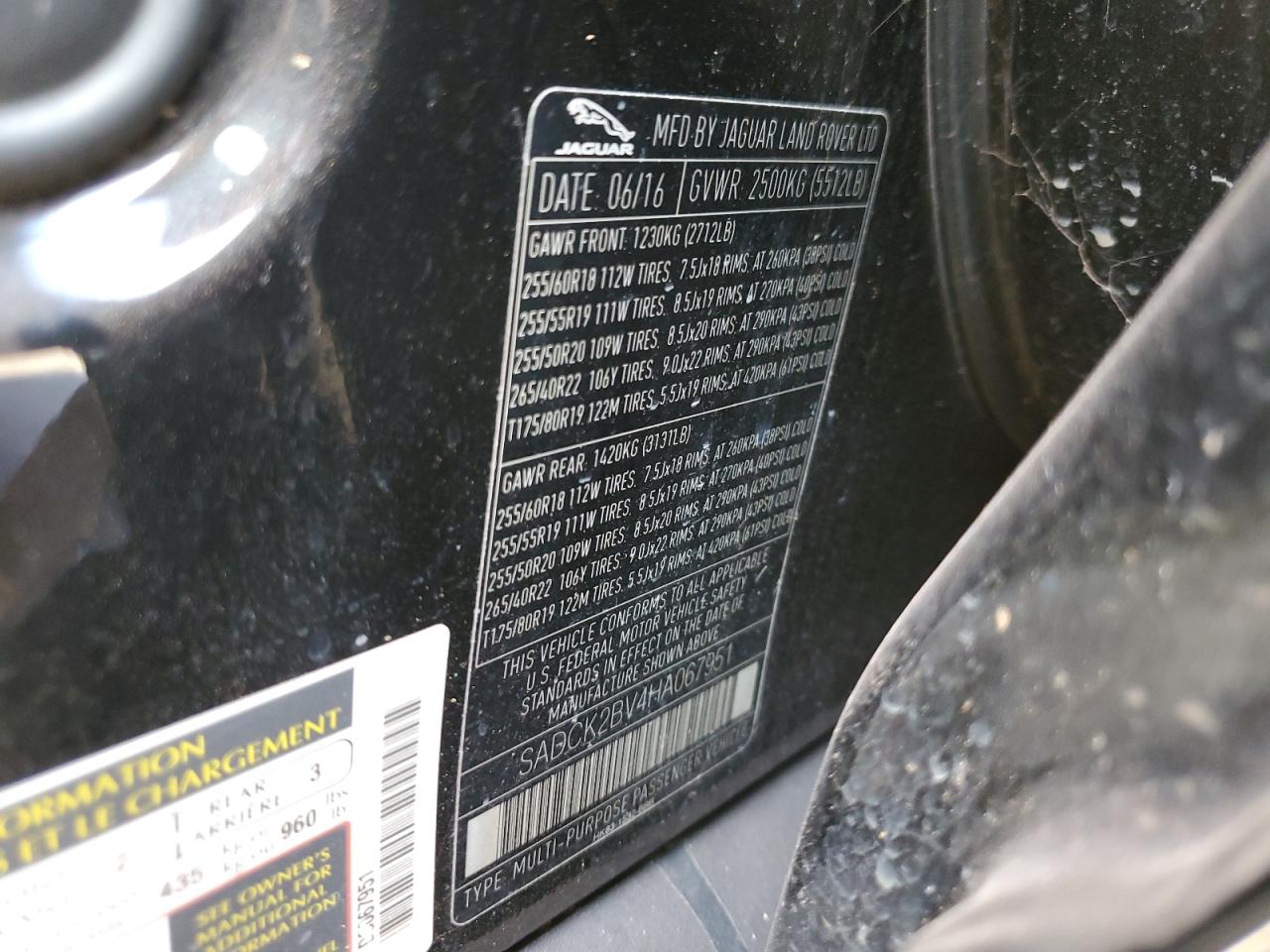 2017 Jaguar F-Pace Prestige VIN: SADCK2BV4HA067951 Lot: 69725584