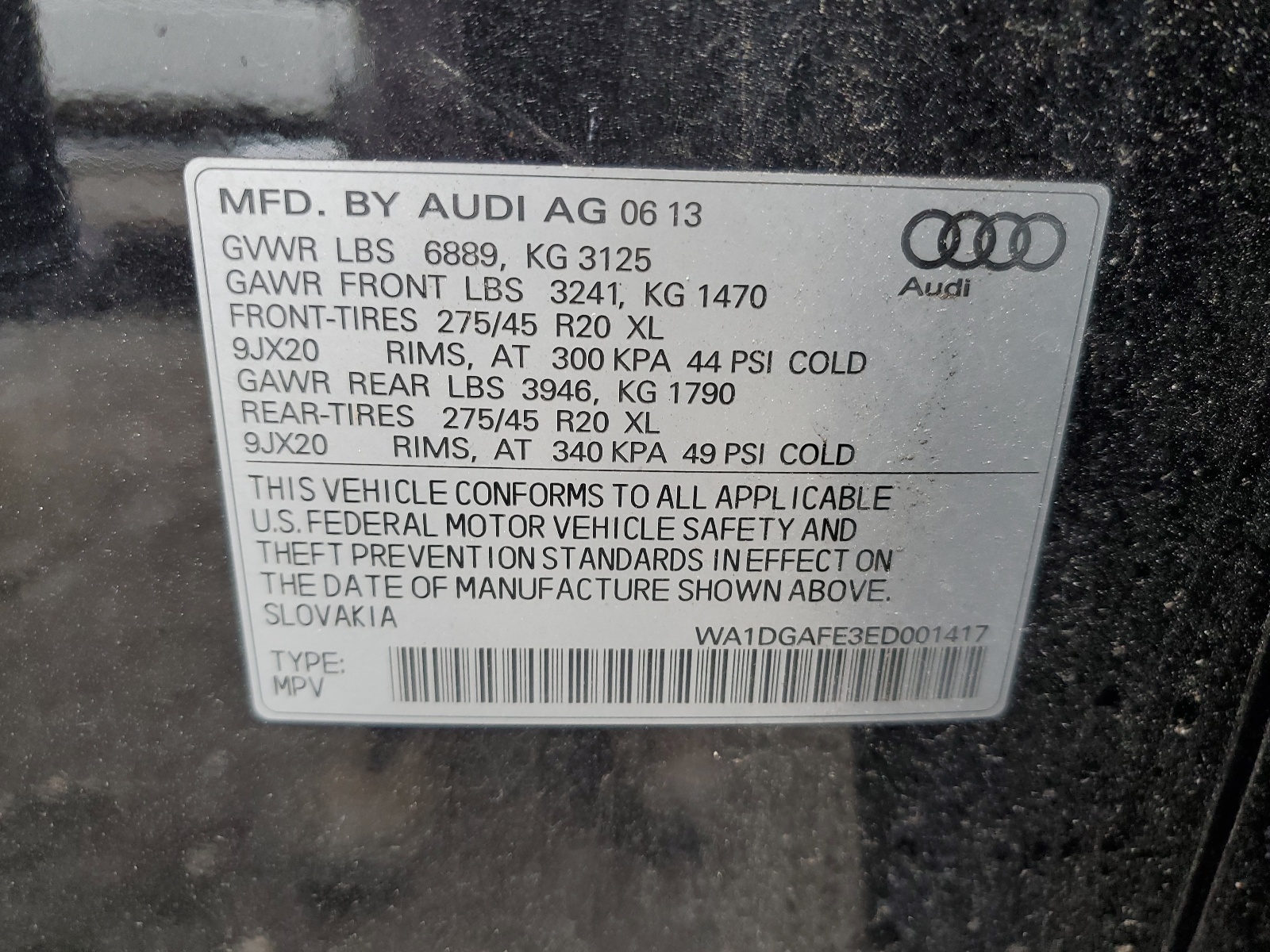 WA1DGAFE3ED001417 2014 Audi Q7 Prestige