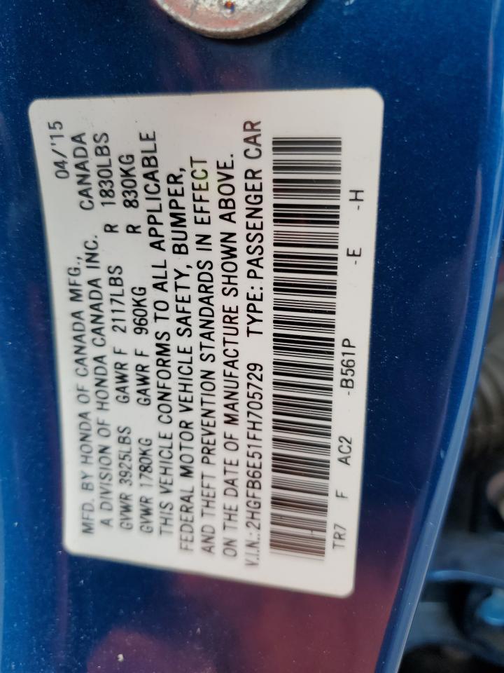 2HGFB6E51FH705729 2015 Honda Civic Si