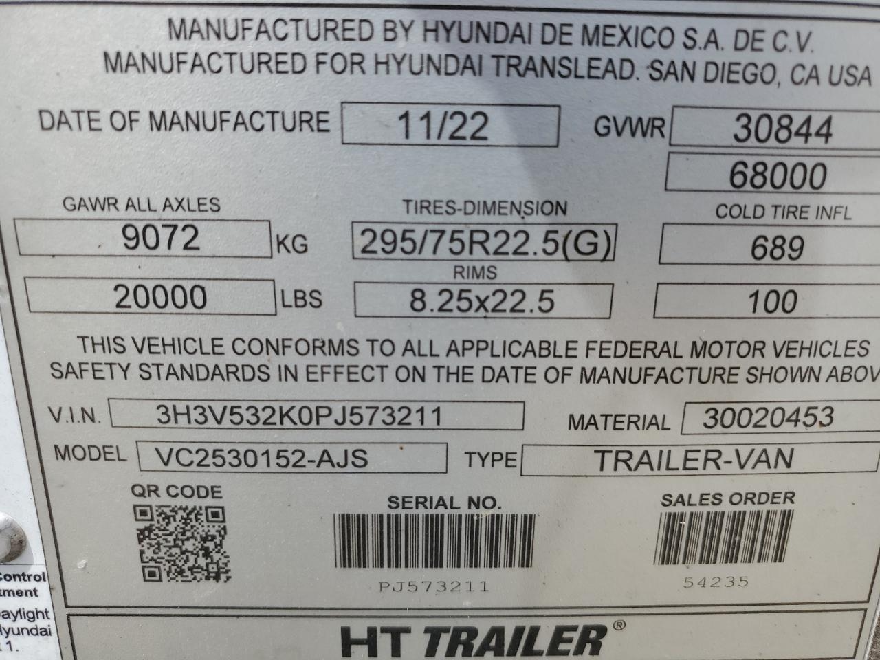 3H3V532K0PJ573211 2023 Hyundai Translead