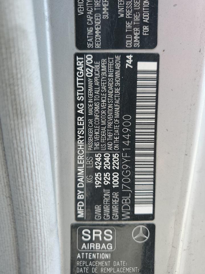 WDBLJ70G9YF144900 2000 Mercedes-Benz Clk 430