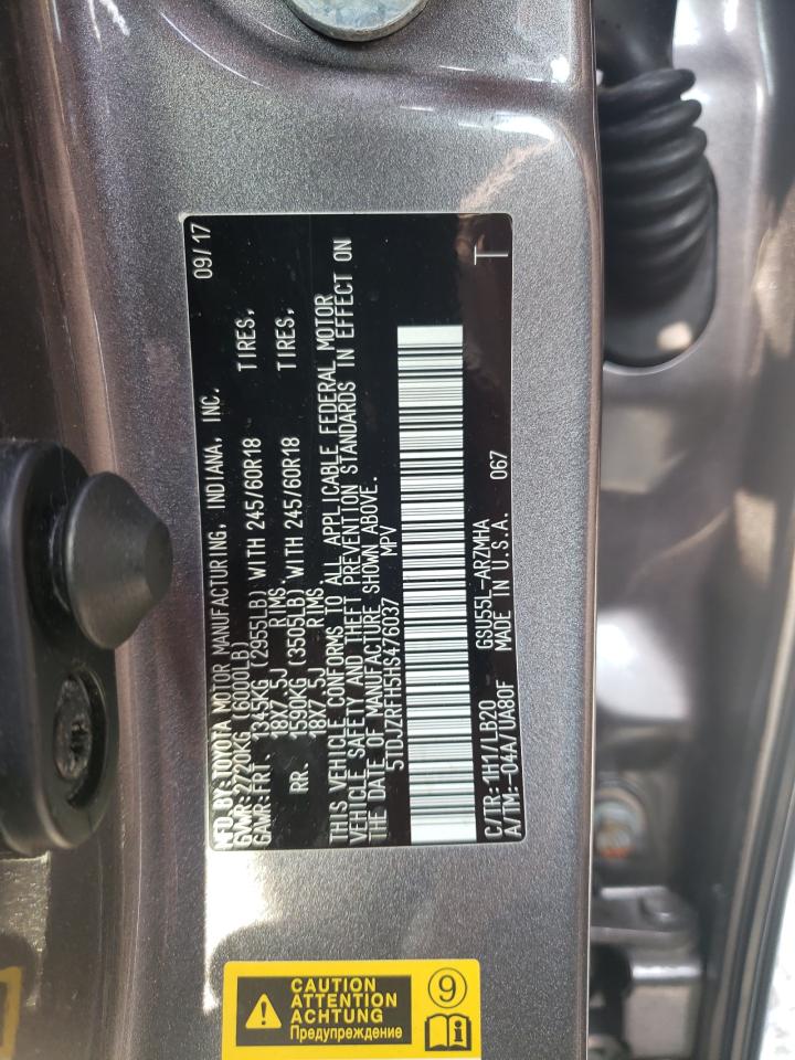 2017 Toyota Highlander Se VIN: 5TDJZRFH5HS476037 Lot: 65858404