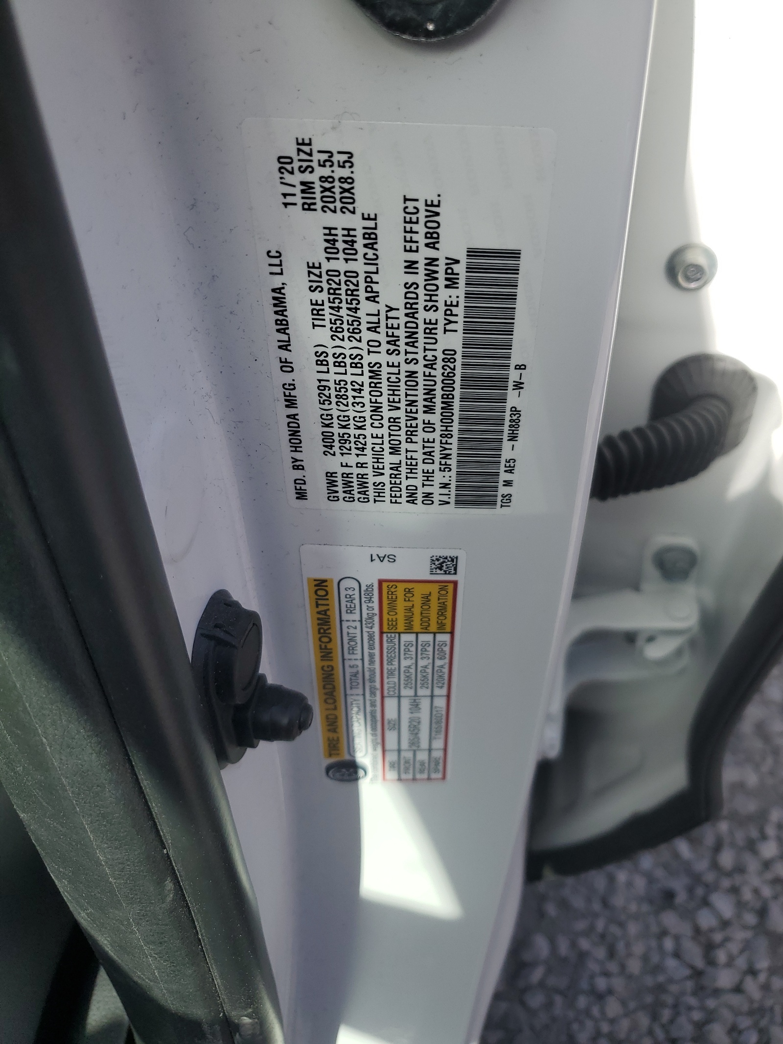 5FNYF8H00MB006280 2021 Honda Passport Elite