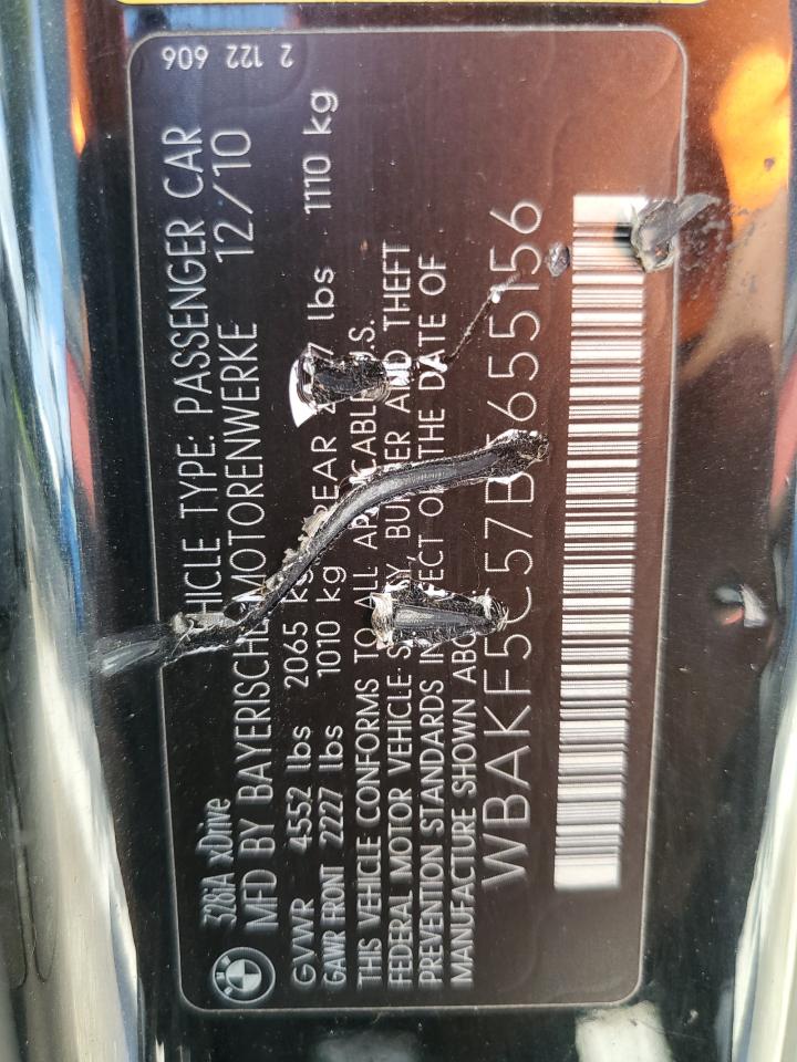 2011 BMW 328 Xi Sulev VIN: WBAKF5C57BE655156 Lot: 68815454