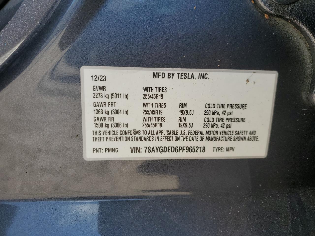 7SAYGDED6PF965218 2023 Tesla Model Y