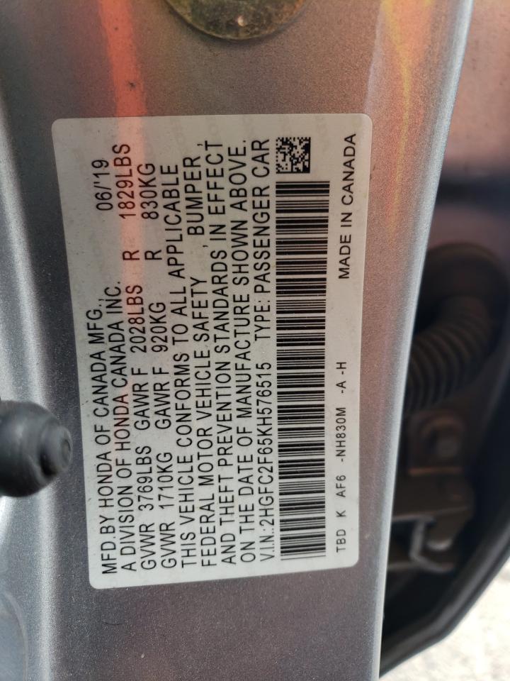 2HGFC2F65KH576515 2019 HONDA CIVIC - Image 13