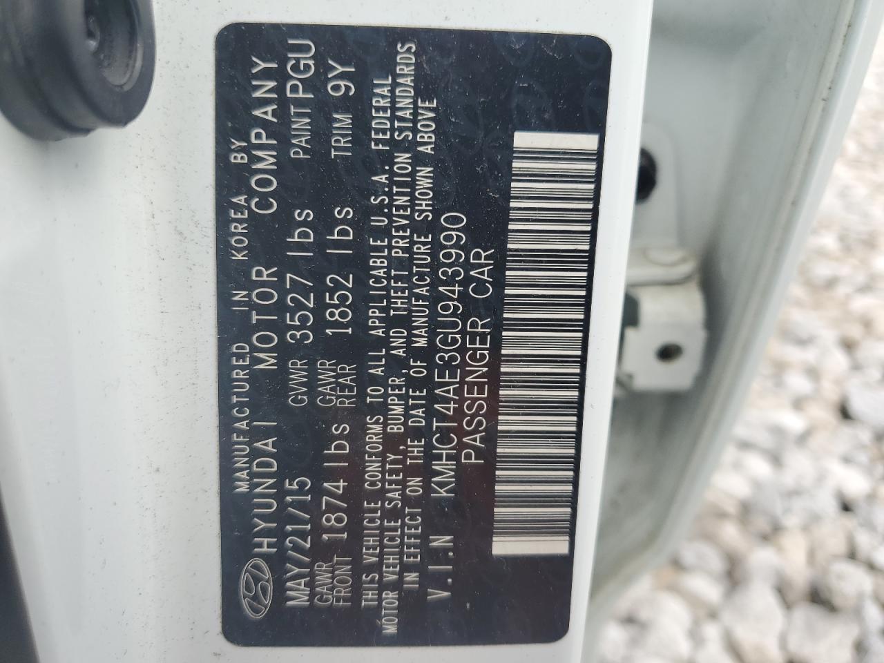 2016 Hyundai Accent Se VIN: KMHCT4AE3GU943990 Lot: 68789024