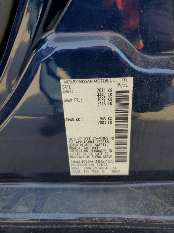 2021 Nissan Altima Sr VIN: 1N4AL4CV2MN386705 Lot: 69228014