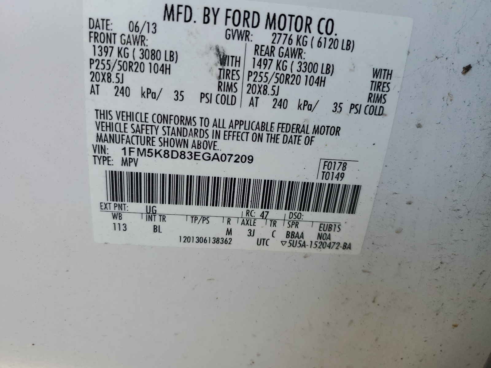 1FM5K8D83EGA07209 2014 Ford Explorer Xlt