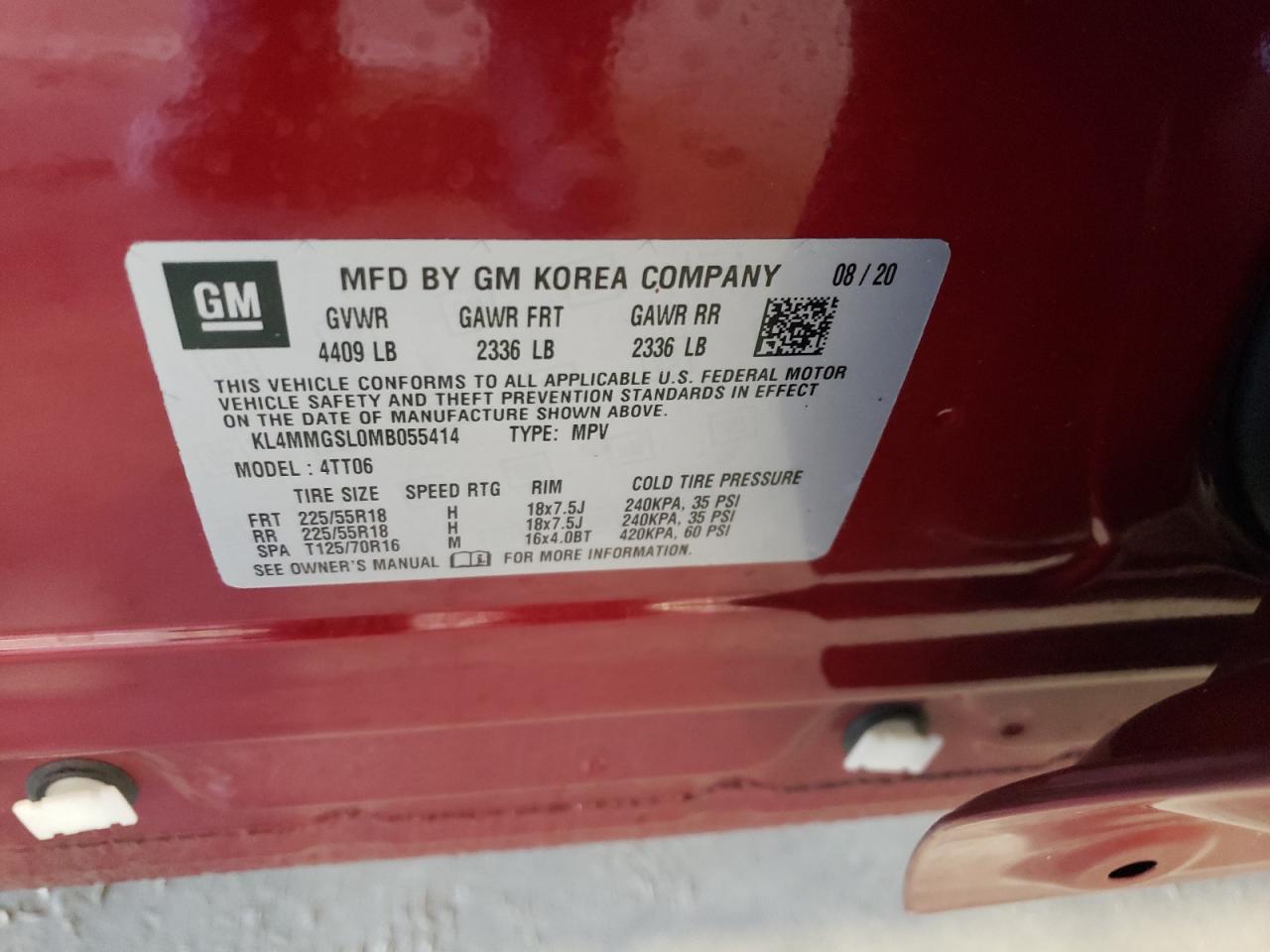 KL4MMGSL0MB055414 2021 Buick Encore Gx Essence