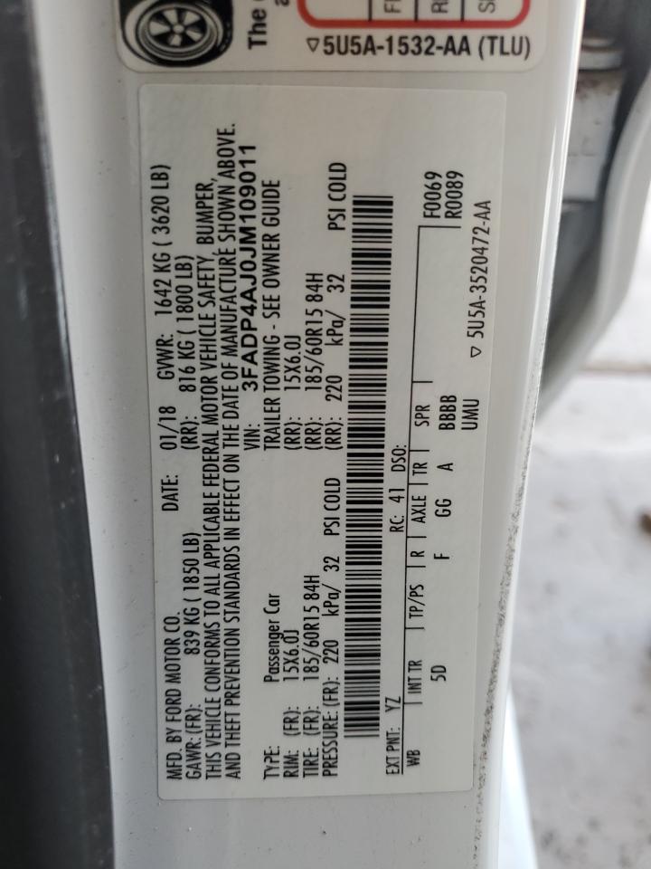 2018 Ford Fiesta S VIN: 3FADP4AJ0JM109011 Lot: 65273654