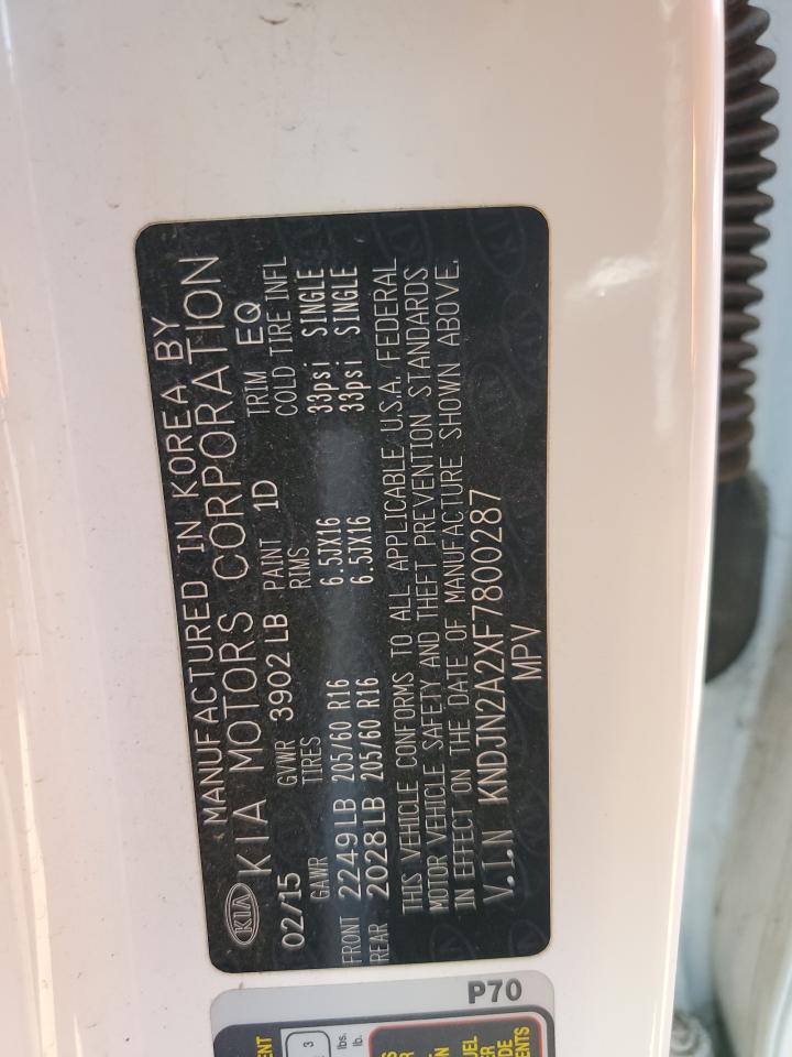 2015 Kia Soul VIN: KNDJN2A2XF7800287 Lot: 66809814