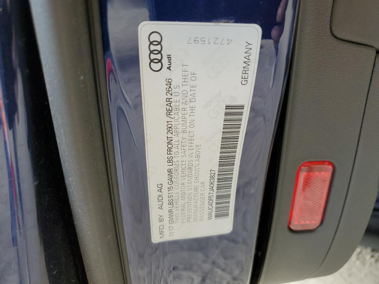 WAUC4DF57JA063827 2018 Audi S5 Prestige