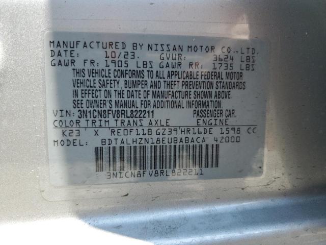 3N1CN8FV8RL822211 Nissan Versa SR 15