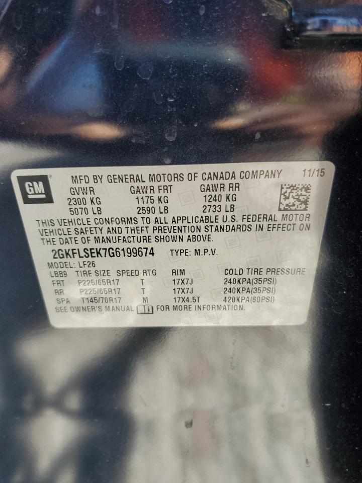 2016 GMC Terrain Sle VIN: 2GKFLSEK7G6199674 Lot: 68836604