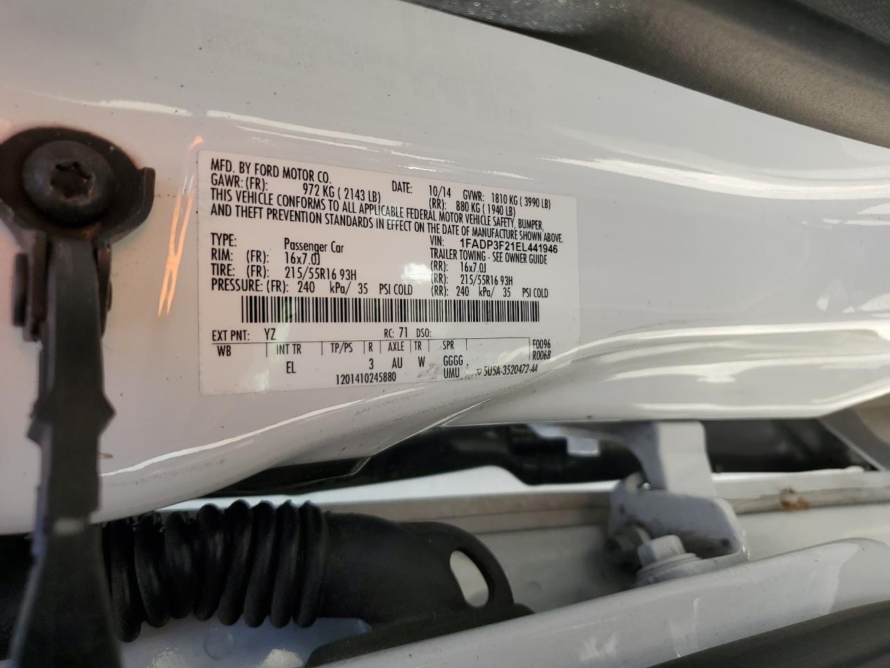 2014 Ford Focus Se VIN: 1FADP3F21EL441946 Lot: 69428594