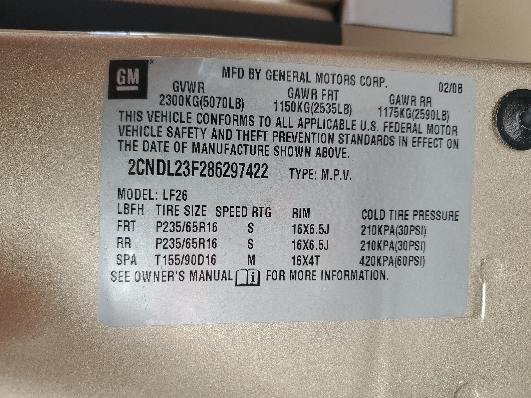 2CNDL23F286297422 2008 Chevrolet Equinox Ls