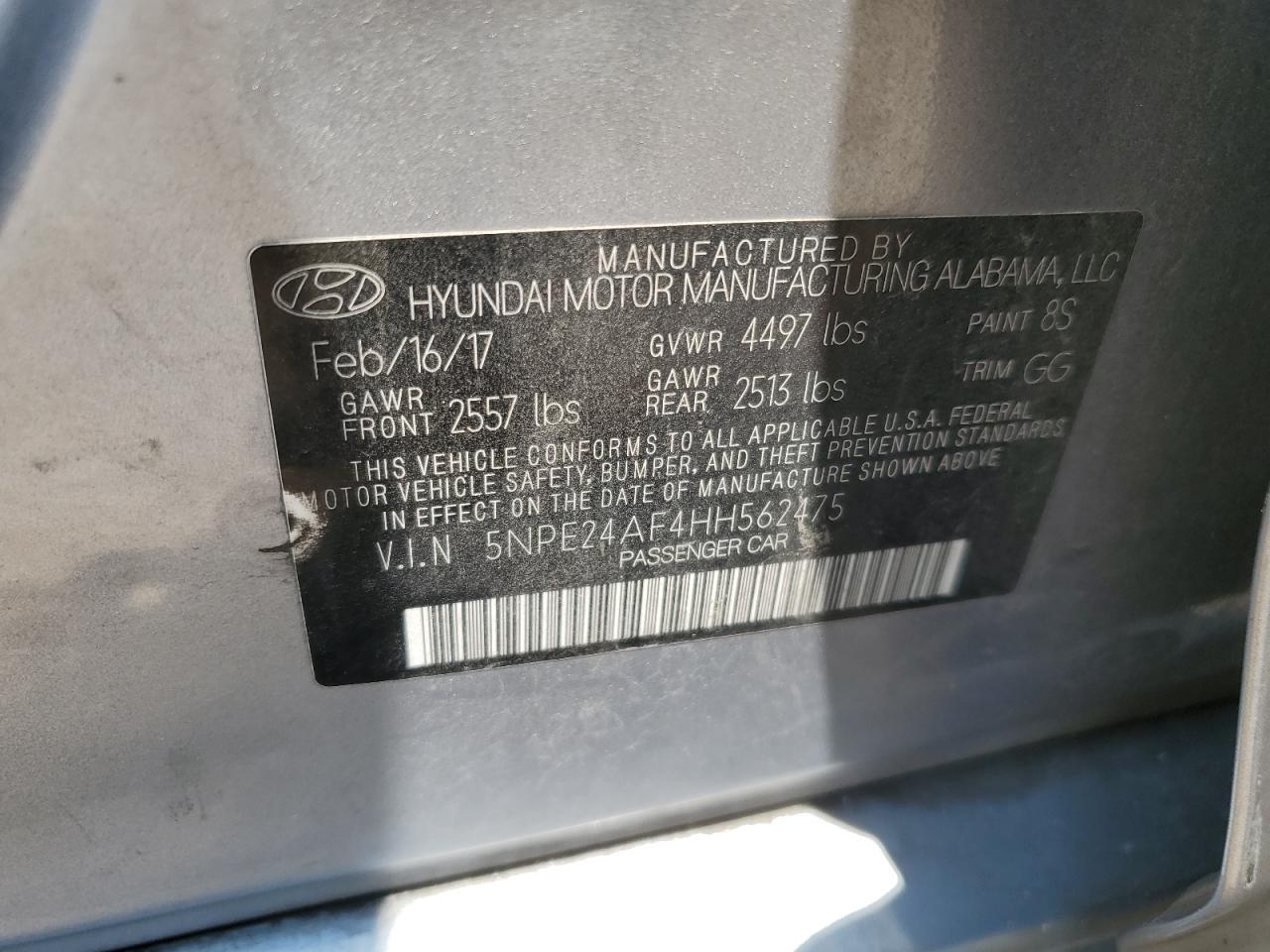 5NPE24AF4HH562475 2017 Hyundai Sonata Se