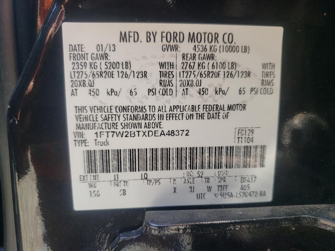 1FT7W2BTXDEA48372 2013 Ford F250 Super Duty