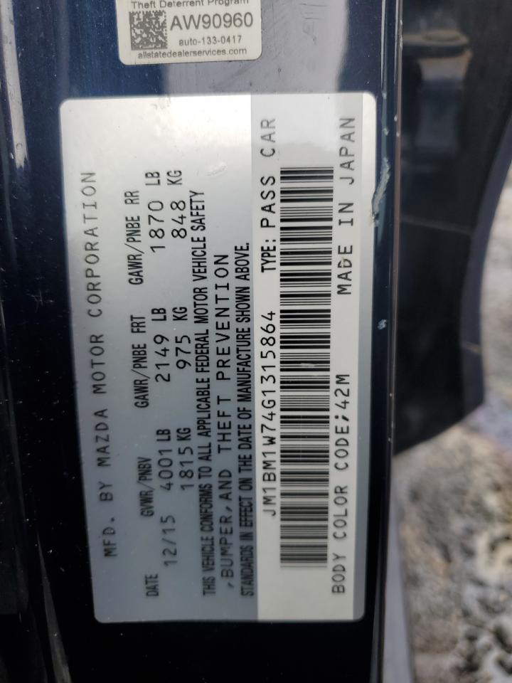 2016 Mazda 3 Touring VIN: JM1BM1W74G1315864 Lot: 66707114