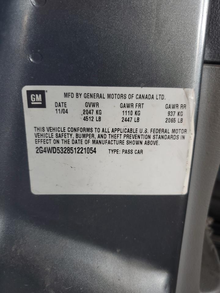 2005 Buick Lacrosse Cxl VIN: 2G4WD532851221054 Lot: 66501354