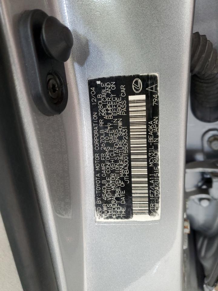 2005 Lexus Es 330 VIN: JTHBA30G155092331 Lot: 67669754