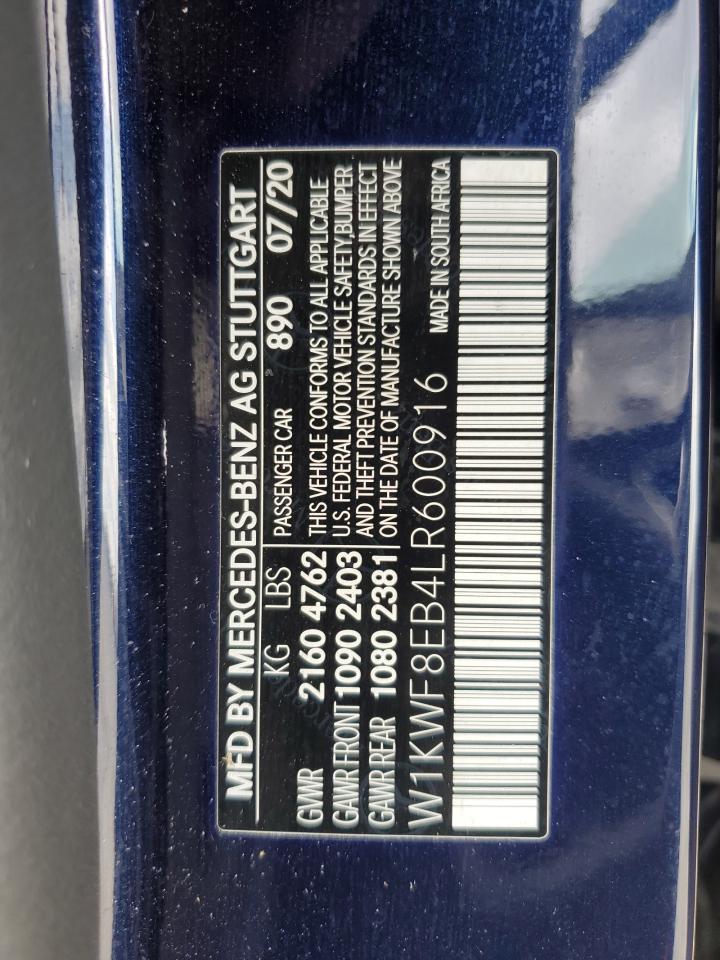 2020 Mercedes-Benz C 300 4Matic VIN: W1KWF8EB4LR600916 Lot: 67973484