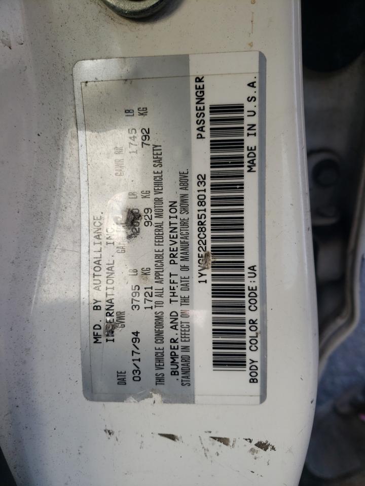 1994 Mazda 626 Dx VIN: 1YVGE22C8R5180132 Lot: 65662384