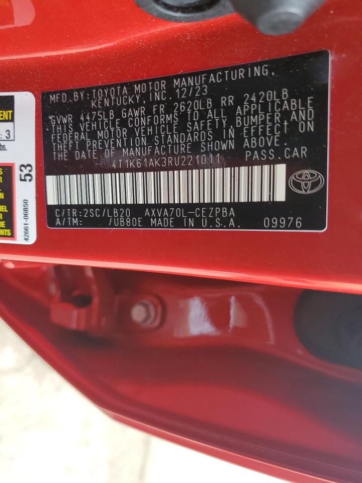 4T1K61AK3RU221011 2024 TOYOTA CAMRY - Image 12