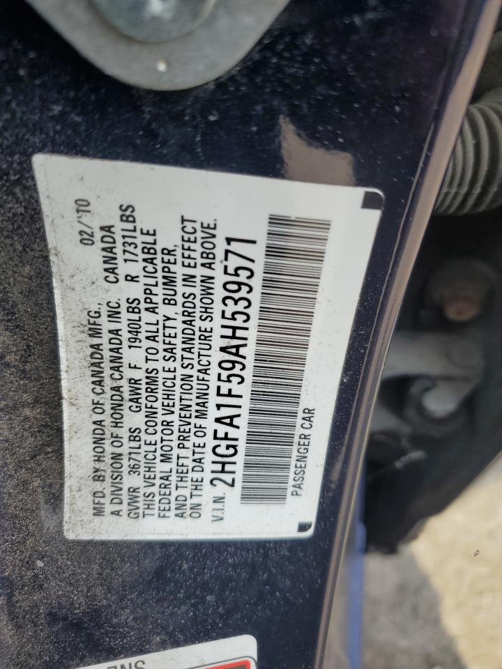 2010 Honda Civic Lx VIN: 2HGFA1F59AH539571 Lot: 67724994