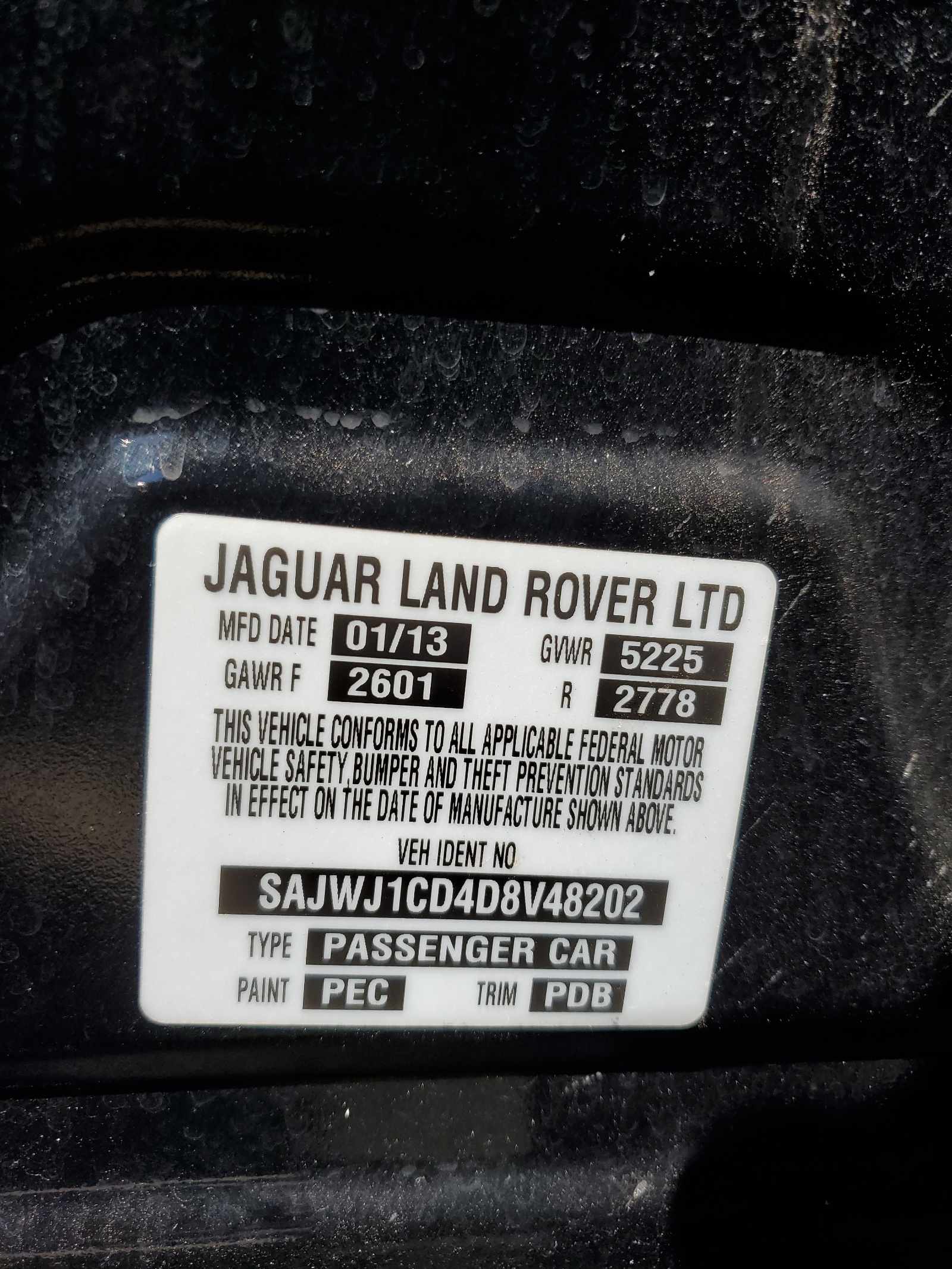 SAJWJ1CD4D8V48202 2013 Jaguar Xj