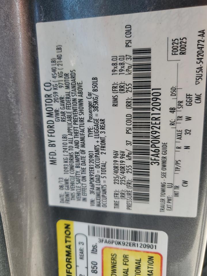 3FA6P0K92ER120901 2014 Ford Fusion Titanium