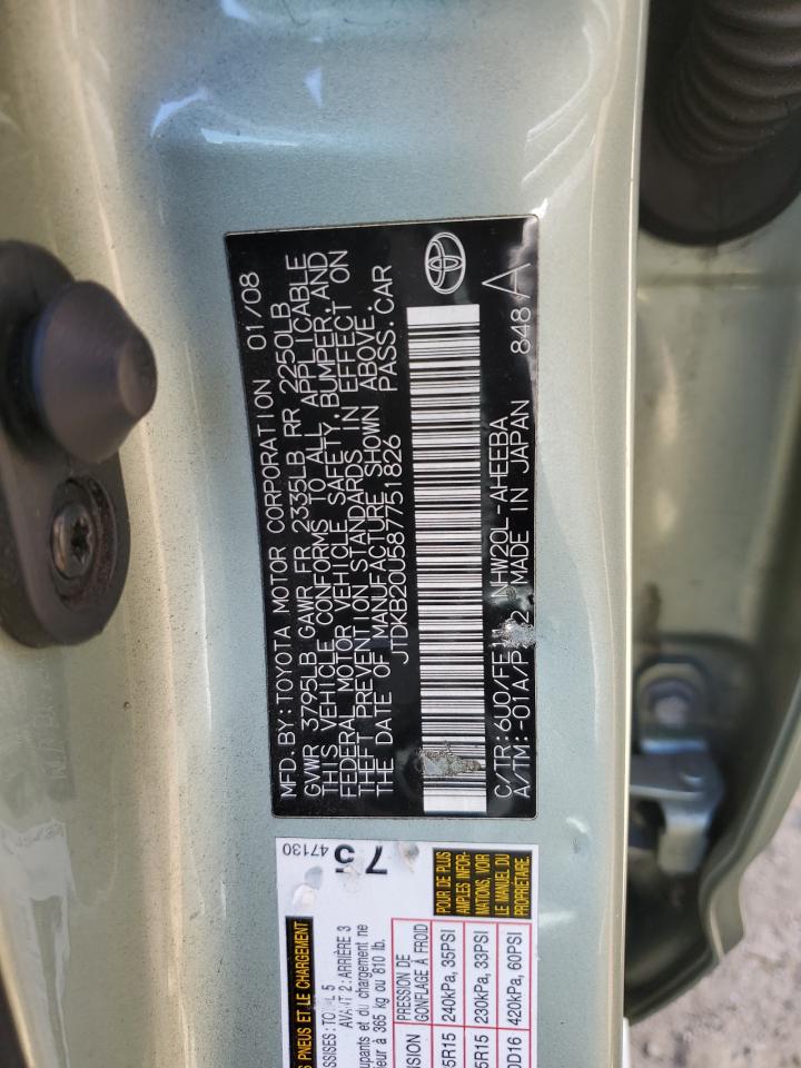 JTDKB20U587751826 2008 Toyota Prius