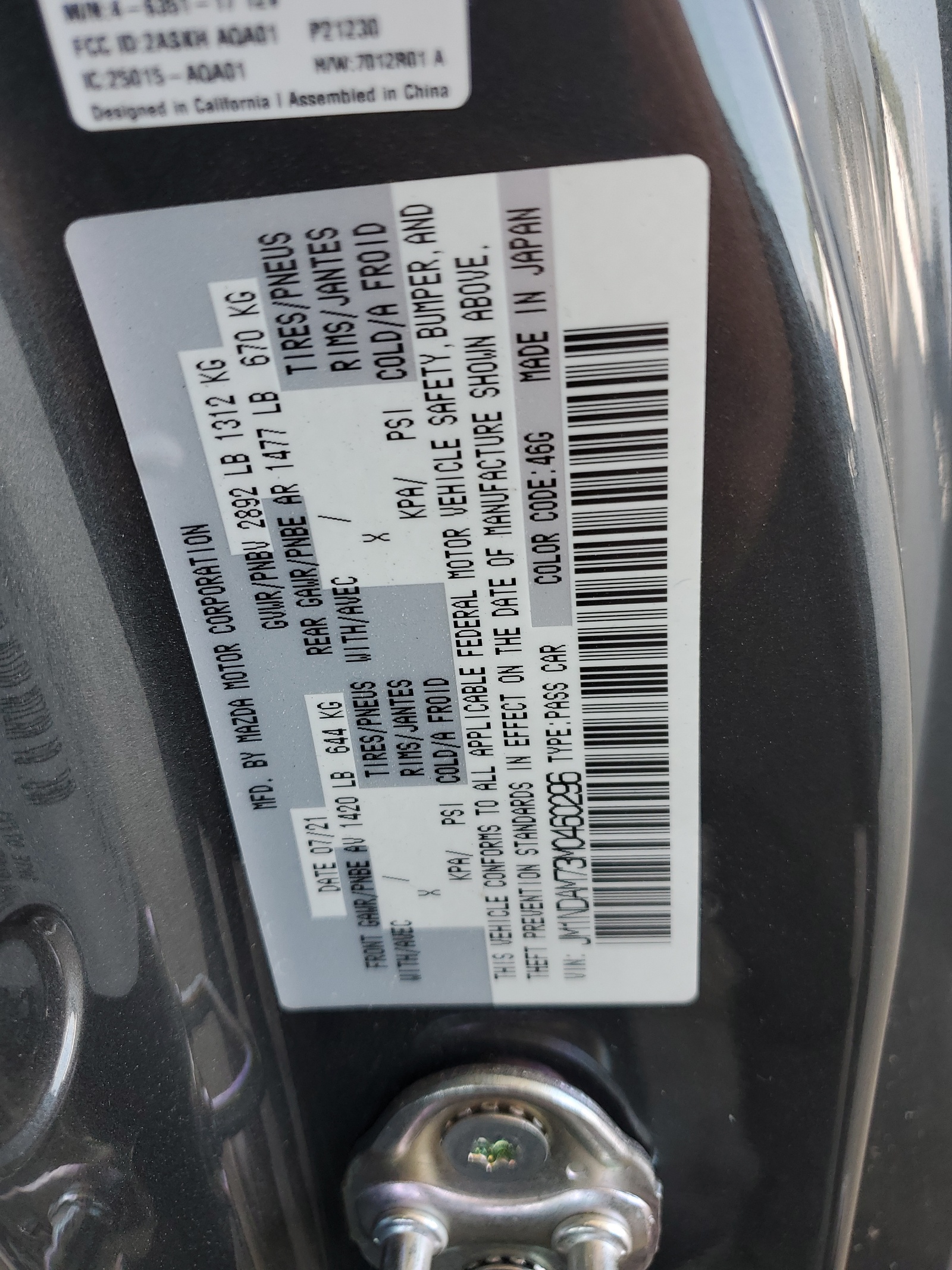 JM1NDAM73M0460296 2021 Mazda Mx-5 Miata Grand Touring