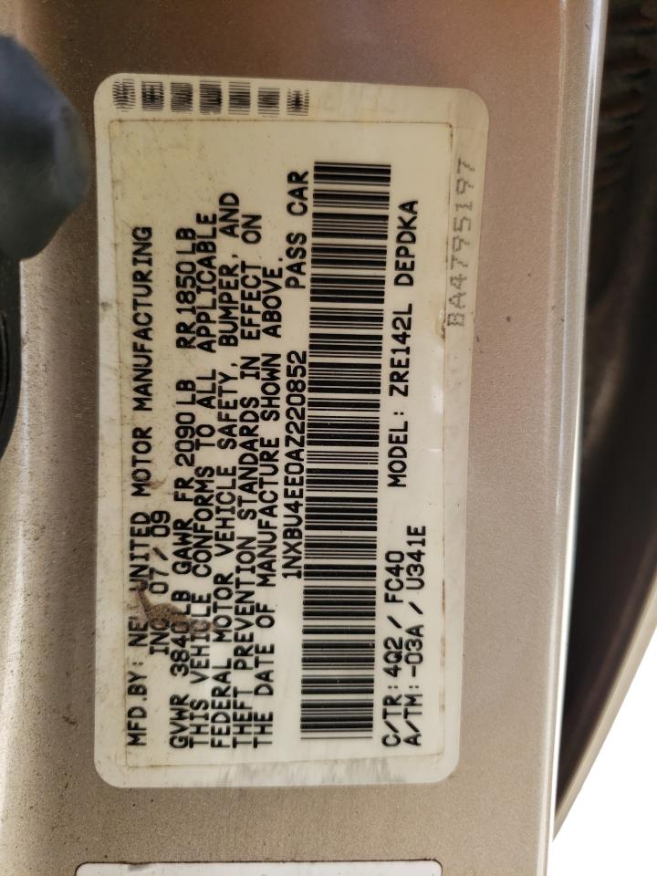 1NXBU4EE0AZ220852 2010 Toyota Corolla Base