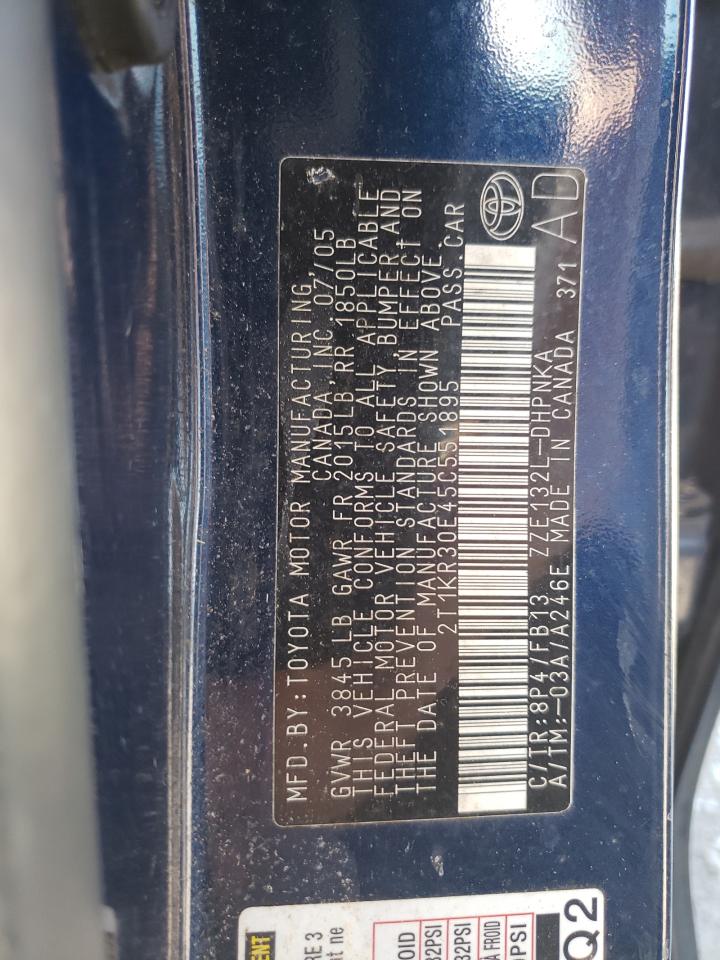 2005 Toyota Corolla Matrix Xr VIN: 2T1KR30E45C551895 Lot: 66987384