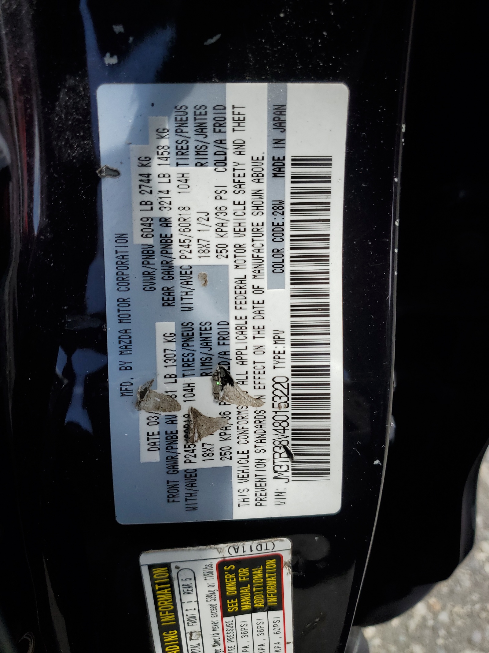 JM3TB38V480153220 2008 Mazda Cx-9