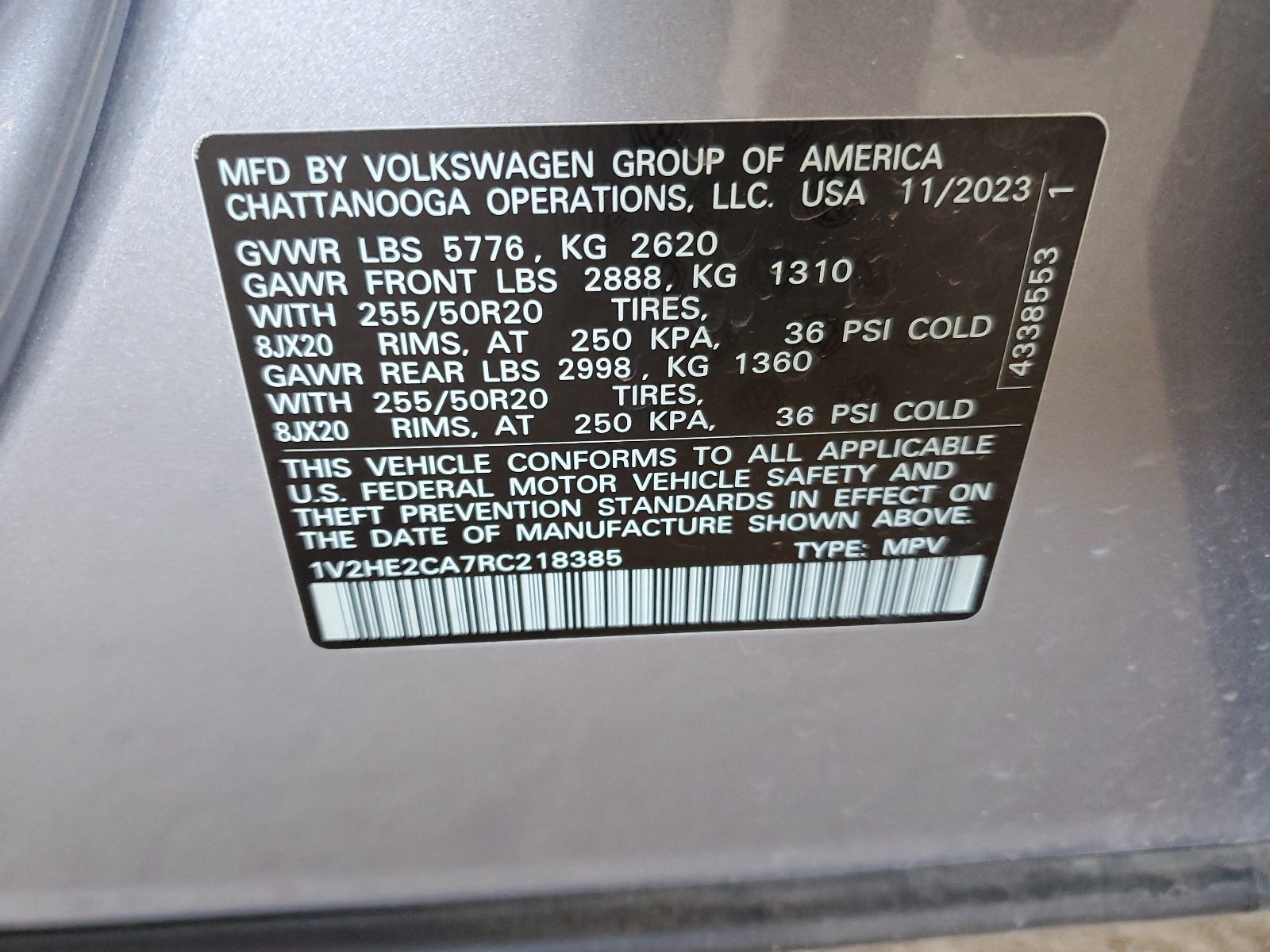 1V2HE2CA7RC218385 2024 Volkswagen Atlas Cross Sport Se