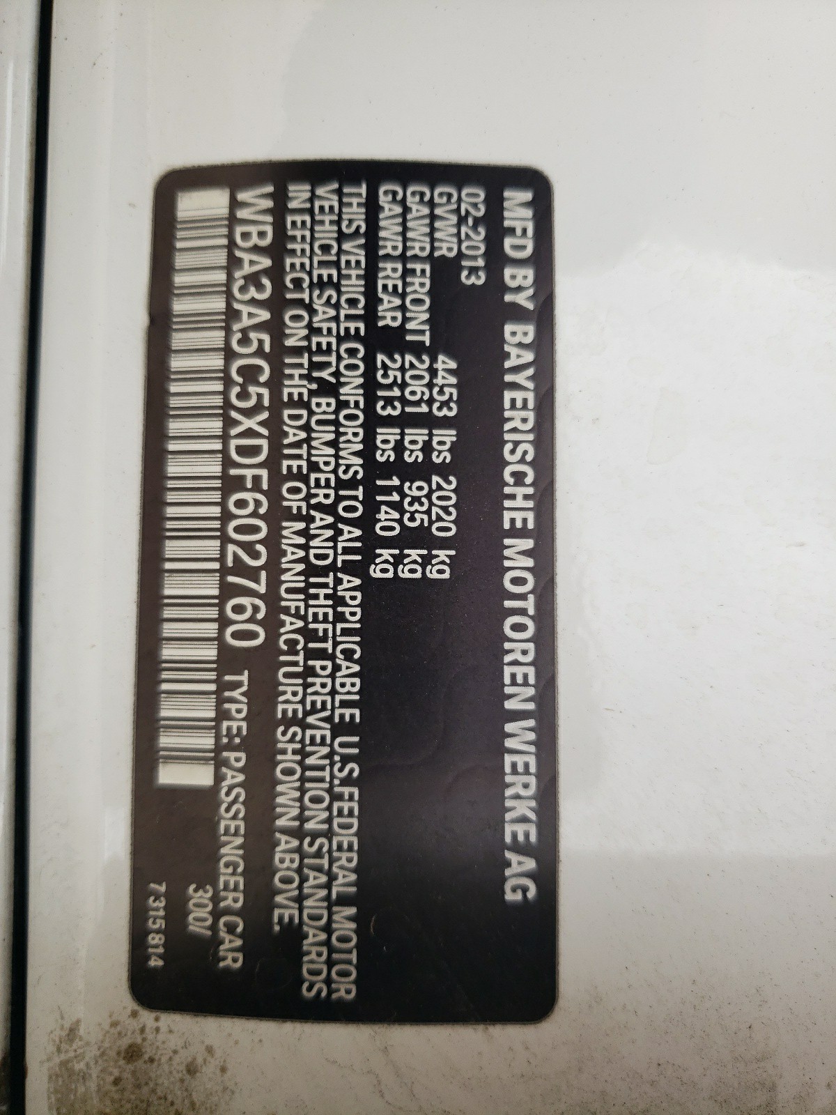 WBA3A5C5XDF602760 2013 BMW 328 I