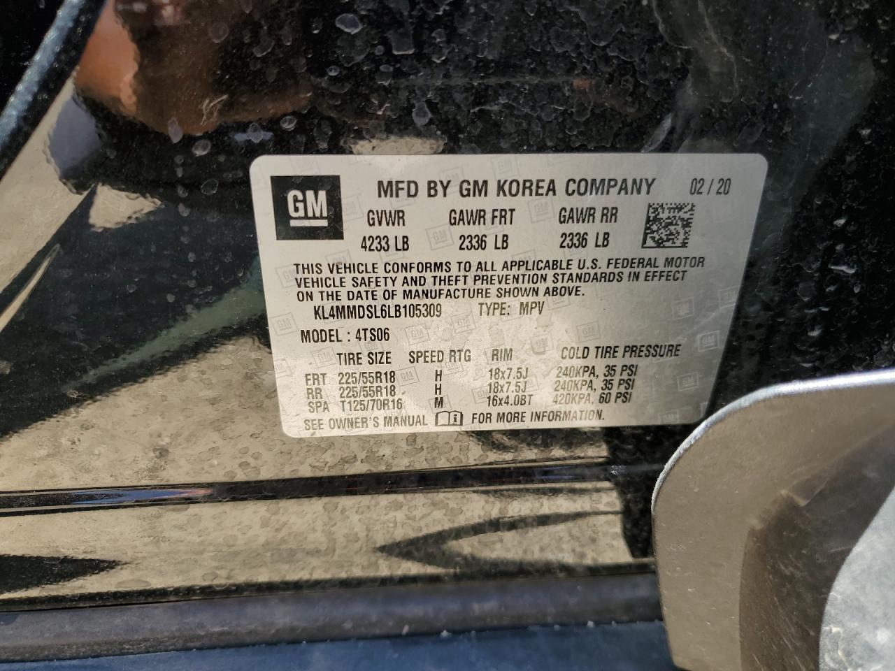 2020 Buick Encore Gx Select VIN: KL4MMDSL6LB105309 Lot: 66093344