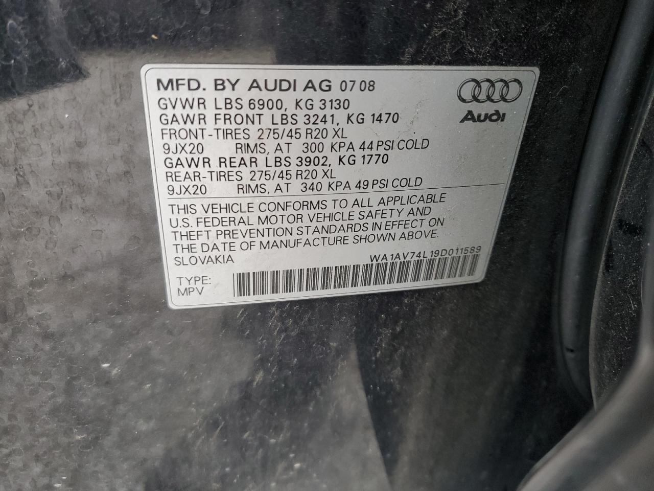 WA1AV74L19D011589 2009 Audi Q7 Prestige