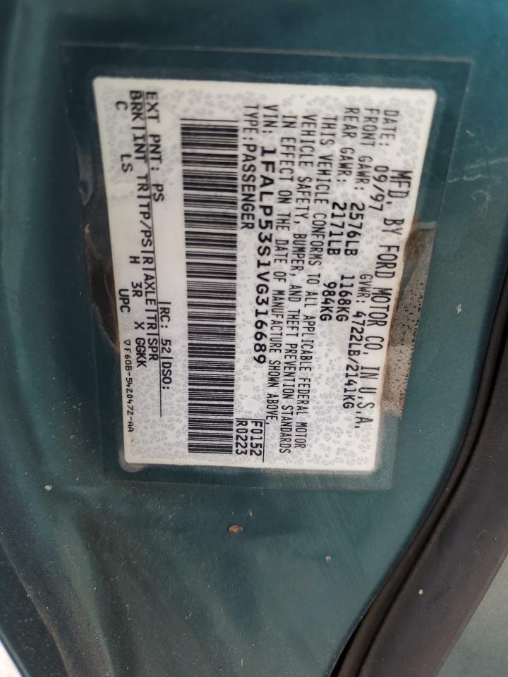 1FALP53S1VG316689 1997 Ford Taurus Lx