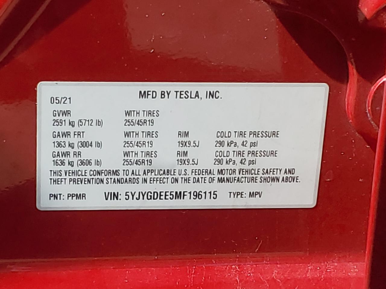 5YJYGDEE5MF196115 Tesla Model Y  12