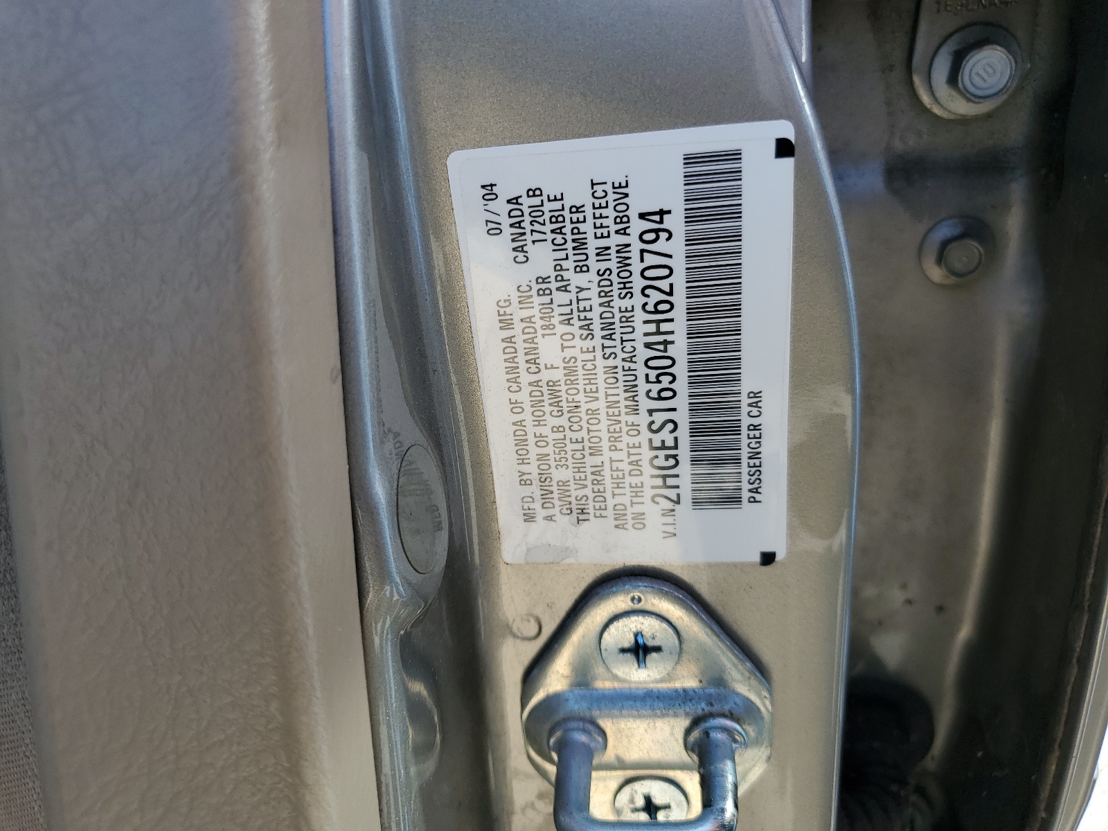 2HGES16504H620794 2004 Honda Civic Lx