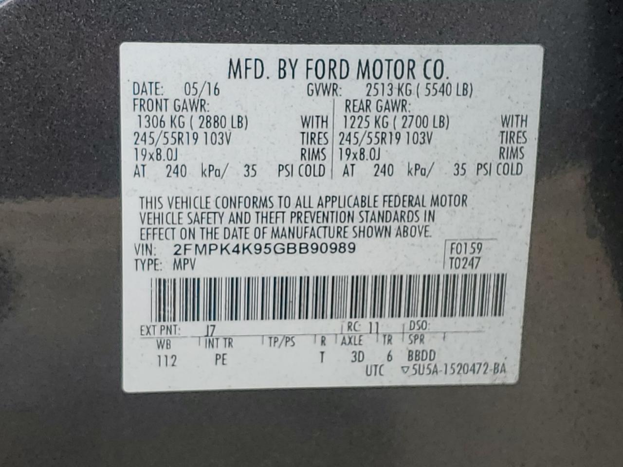 2016 Ford Edge Titanium VIN: 2FMPK4K95GBB90989 Lot: 66139814