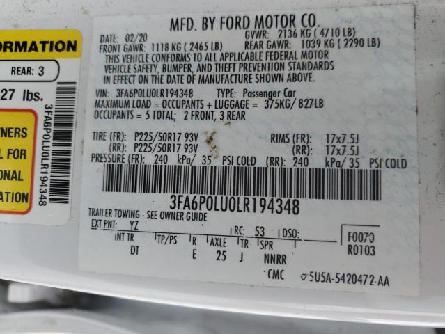 3FA6P0LU0LR194348 Ford Fusion SE 13